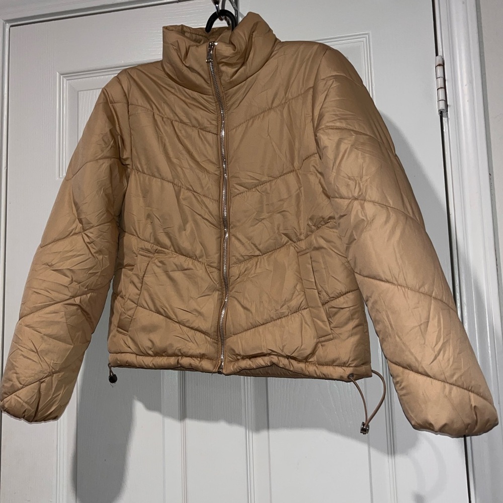 Kids Neutral Tan Puffer Jacket